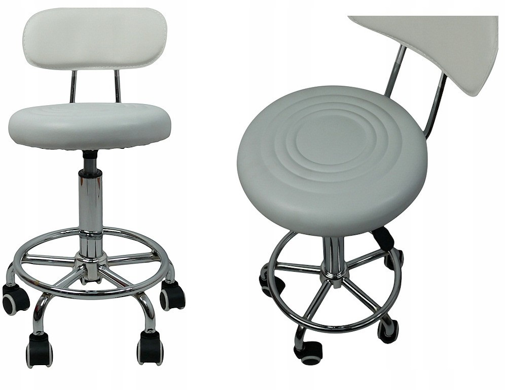 Taboret na kółkach, miękki stołek z oparciem Onzo