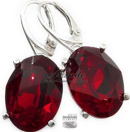 Swarovski Nowe Przepiękne Kolczyki Siam Srebro