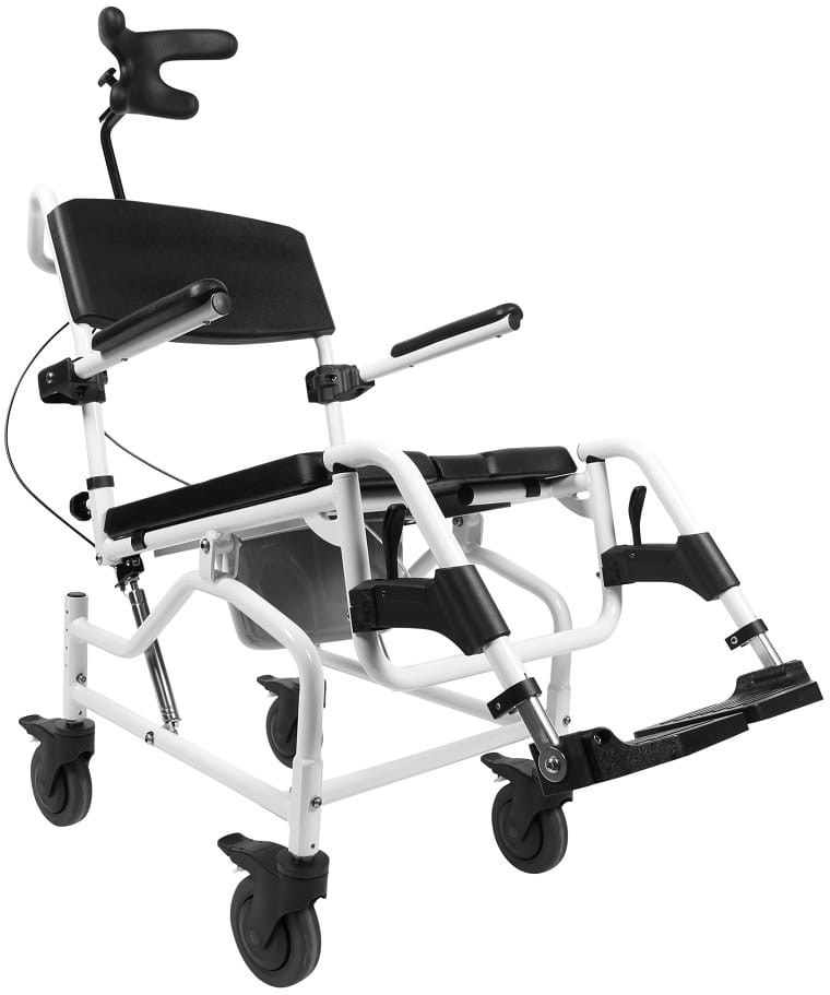 Mobilex Wózek inwalidzki kąpielowy, toaletowy, z odchylanym siedziskiem i zagłówkiem (50 cm) MOwototilt