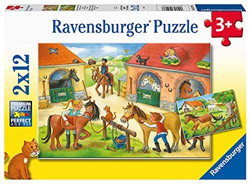 Ravensburger Kinderpuzzle 05178 - Ferien auf dem Pferdehof - 2x12 Teile Puzzle für Kinder ab 3 Jahren 5178