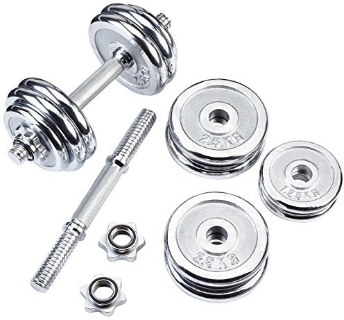 GORILLA SPORTS Gorilla Sports zestaw krótkich hantli 30 kg chromowany z sztang do hantli, ciężarkami i nakrętkami gwiazdowymi 100054-00004-0032