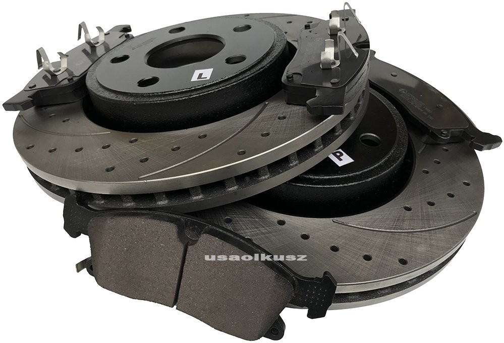 Przednie klocki + WIERCONE tarcze hamulcowe 330mm BLACK Dodge Durango 2011 2534S+10H0A26-OYD