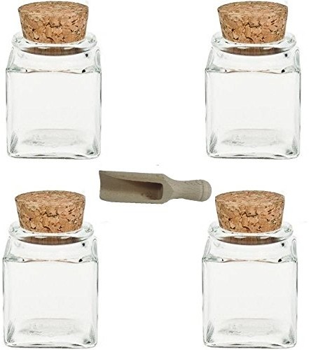 Viva Haushaltswaren pojemniki na przyprawy ze szkła, z zamknięciem z korka, przyprawniki, słoiki na przyprawy, sól itp.  wielokrotnego użytku, przezroczysty, 50 ml #61954#