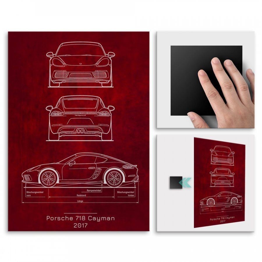 Pix4home Plakat metalowy Porsche 718 Cayman Projekt Scarlet L POS-L-02511