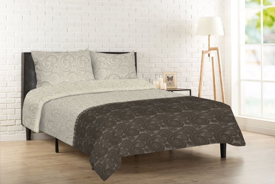 Matex Multitex Pościel flanelowa, beżowo-brązowa, 160x200 cm, 2x 70x80 cm