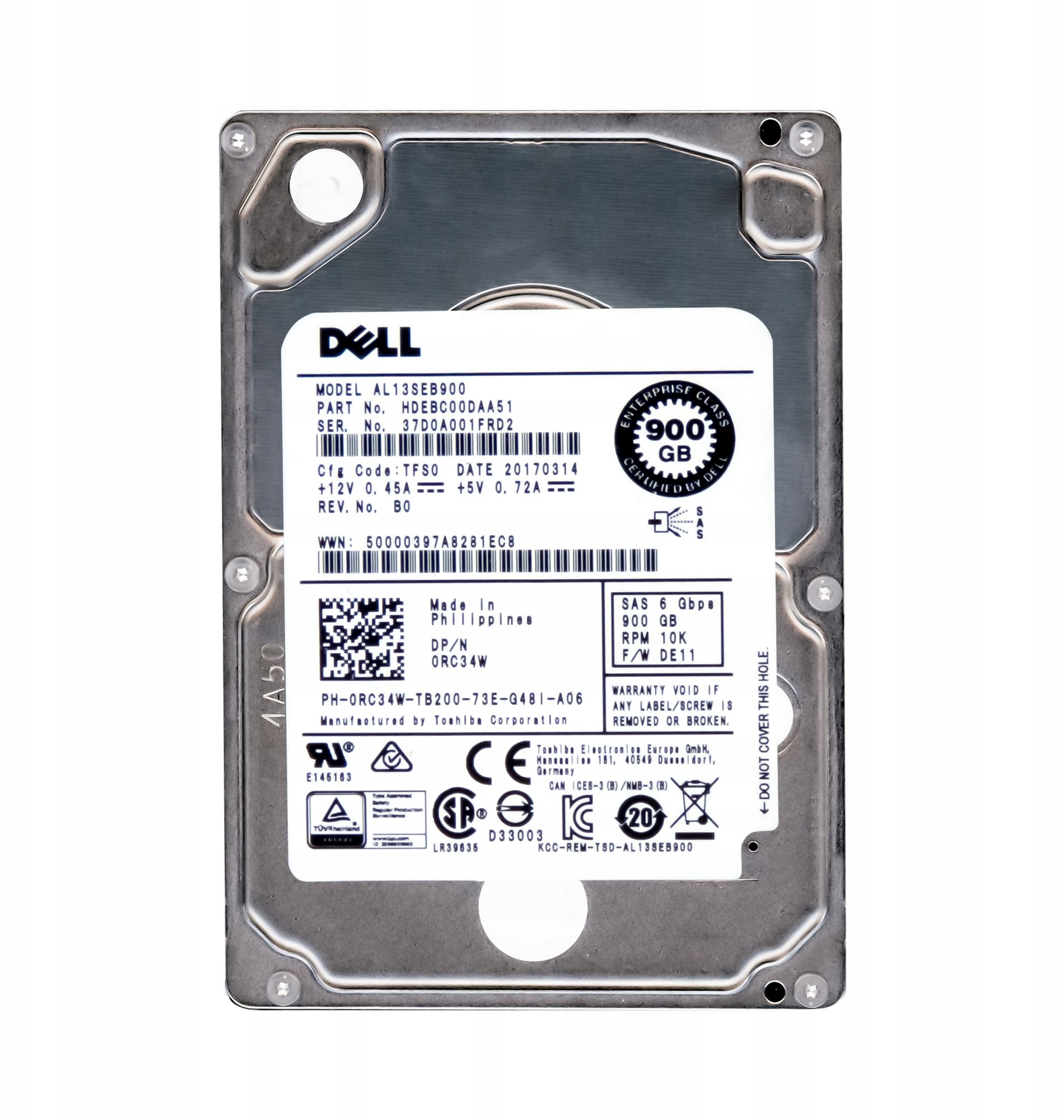 Dell 0RC34W 900GB 10K 64MB SAS-2 2.5'' AL13SEB900