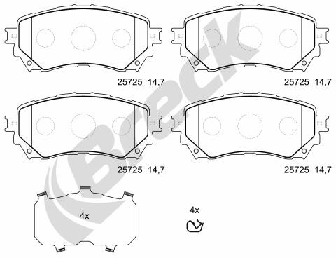 BRECK Zestaw klocków hamulcowych, hamulce tarczowe 25725 00 701 00 25725 00 701 00