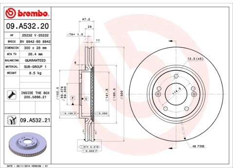 BREMBO Tarcza hamulcowa 09.A532.21