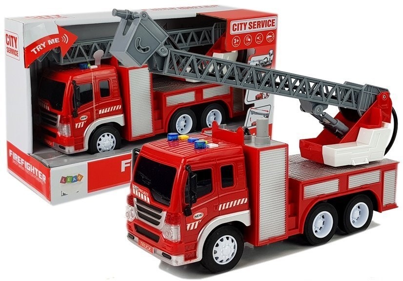 Import LEANToys Auto Wóz Strażacki Straż Pożarna z Wodą 1:16 Drabina
