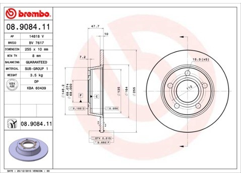 BREMBO Tarcza hamulcowa 08.9084.11