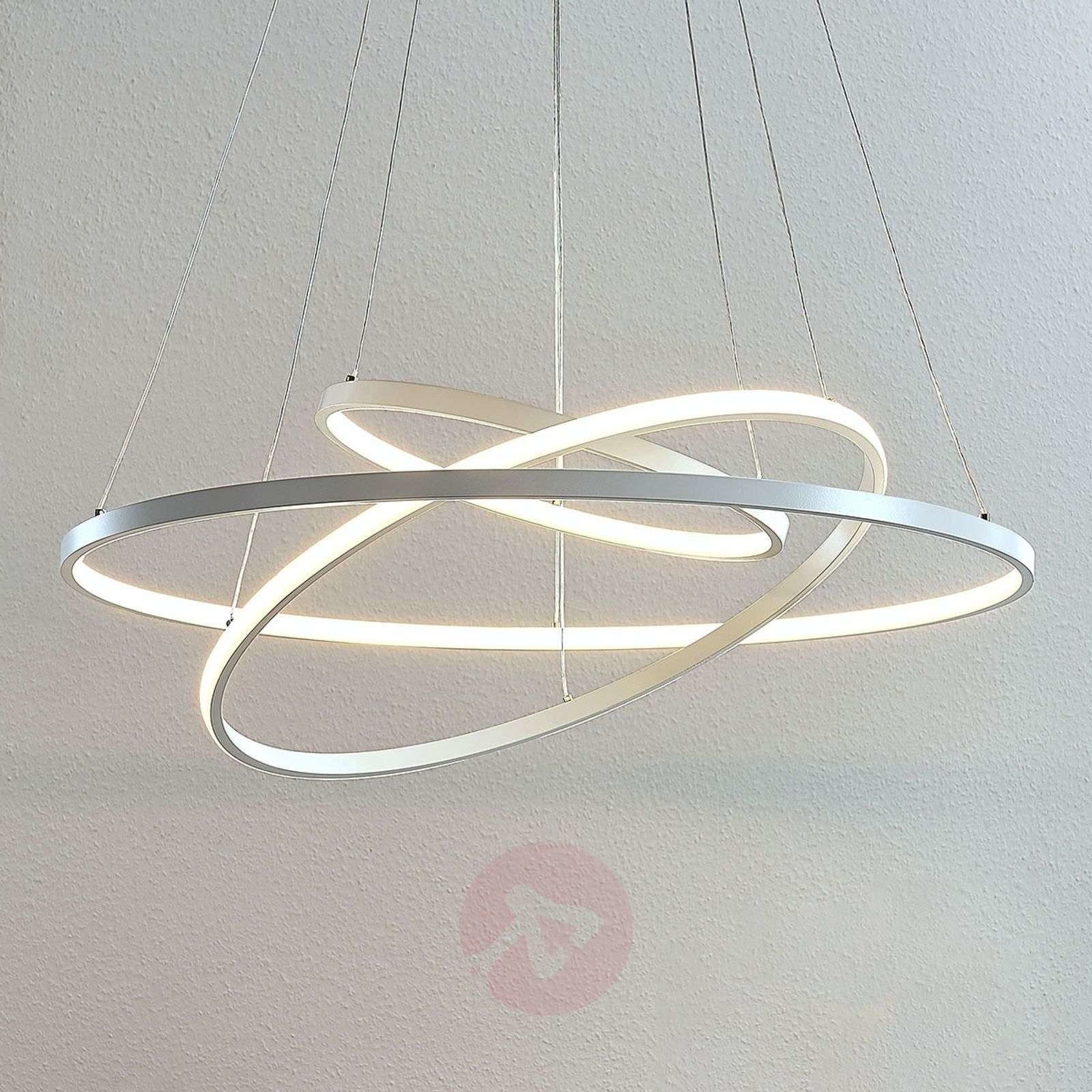 Lampenwelt com Lampa wisząca LED Ezana, trzy pierścienie, biała