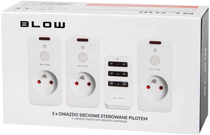 Gniazdo sieciowe x3 sterowane pilotem10A 72-051#