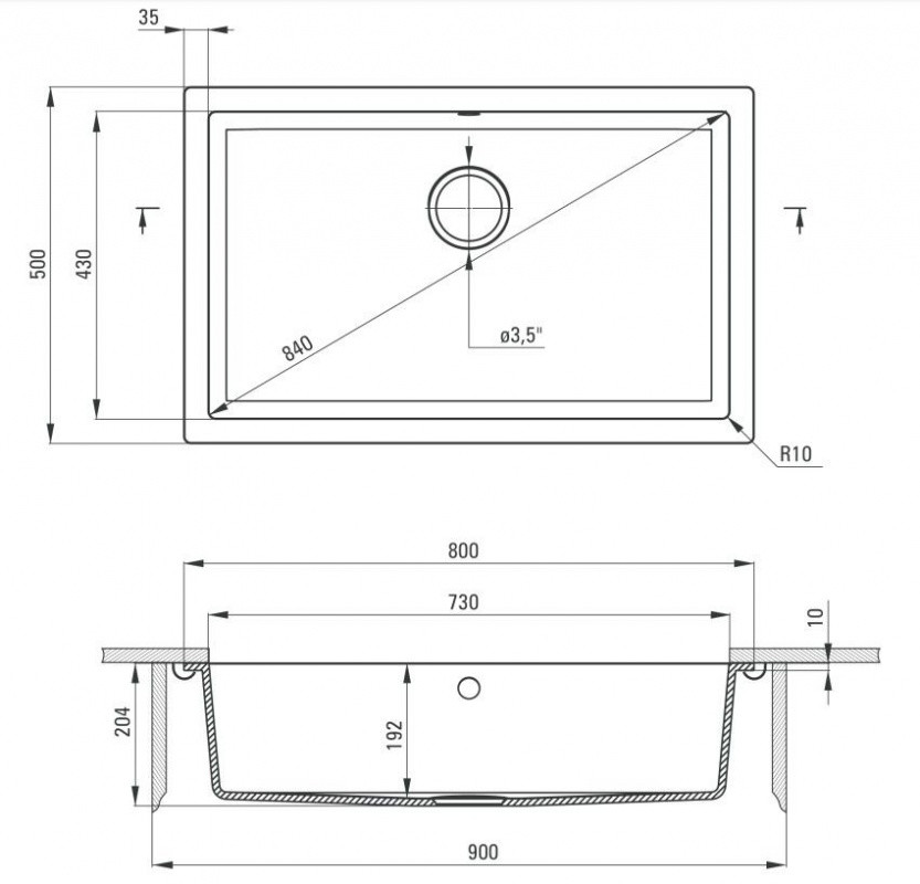 Deante Corda Zlewozmywak granitowy jednokomorowy 80x50 cm czarny mat ZQAN10D