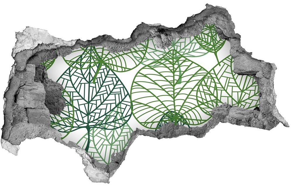 Wallmuralia.pl Naklejka 3D dziura Zielone liście wzór