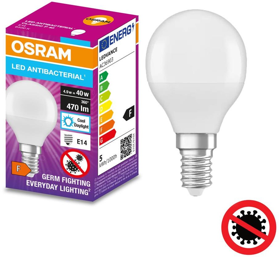 Osram LED Żarówka antybakteryjna P40 E14/4,9W/230V 6500K -