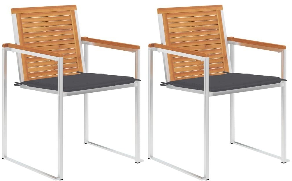 vidaXL Krzesła ogrodowe z poduszkami, 2 szt., drewno akacjowe i stal 3061488