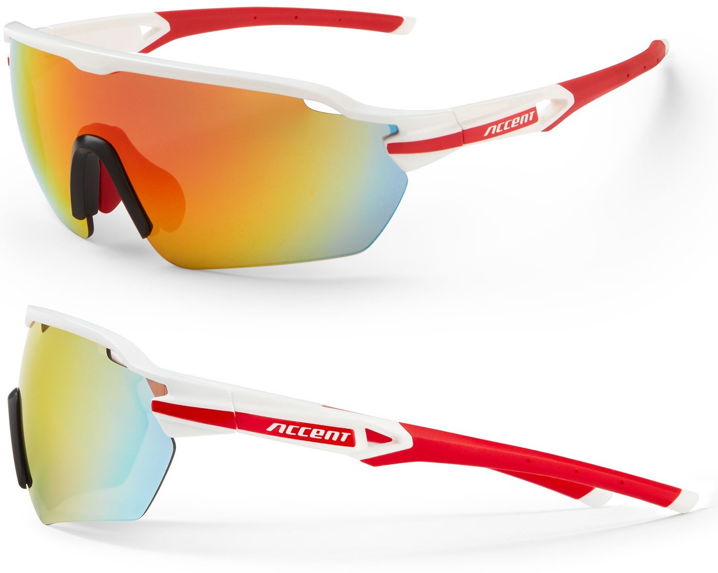 Accent Okulary Reflex biało-czerwone, soczewki PC: czerwone lustrzane, przezroczyste 610-40-131_ACC