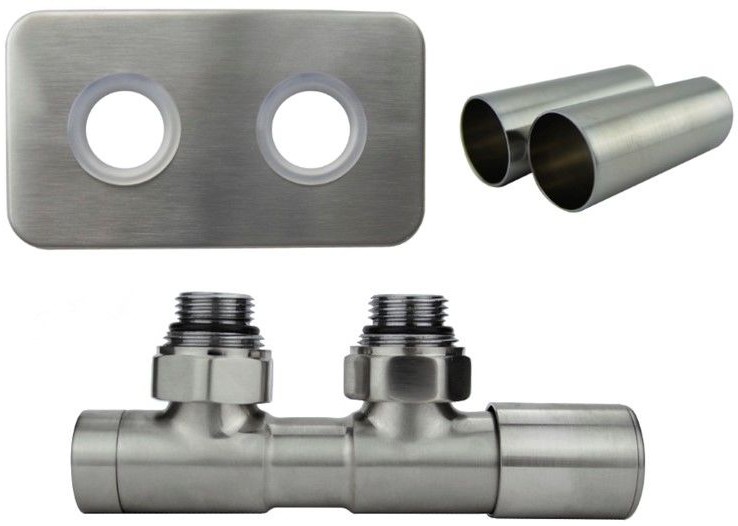 Varioterm Zawór regulacyjny 50mm TWINS All in One bez złączek - nikiel szlifowany rozeta prostokątna zespolona 1szt prawa AP000M873A008/P(X)