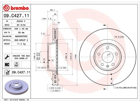 BREMBO Tarcza hamulcowa 09.C427.11