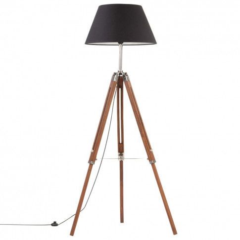 Brązowo czarna regulowana lampa stojąca trójnóg z drewna 3X EX199 Ifitri