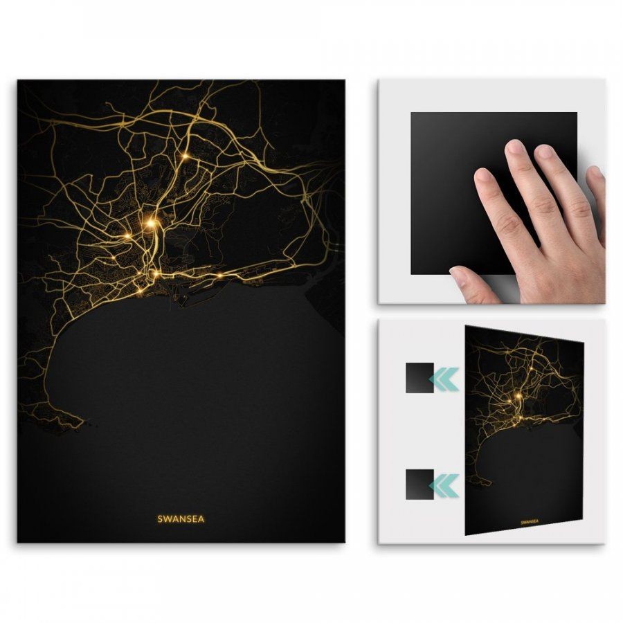 Pix4home Plakat metalowy Mapa City Lights Swansea M POS-M-04405