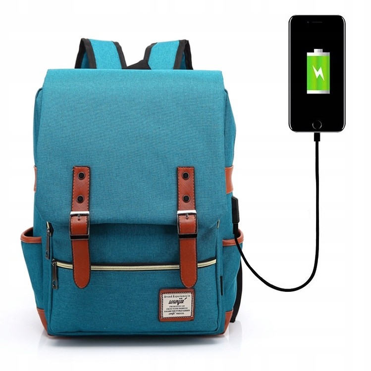 Wrocław Plecak Oxford na laptopa 15,6 turkusow Usb