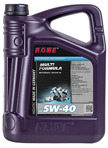 ROWE Rowe Hightec Multi Formula SAE 5W-40 olej silnikowy do samochodów osobowych, całkowicie syntetyczny (synteza HC) | Made in Germany, 5 l 20138-0050-03