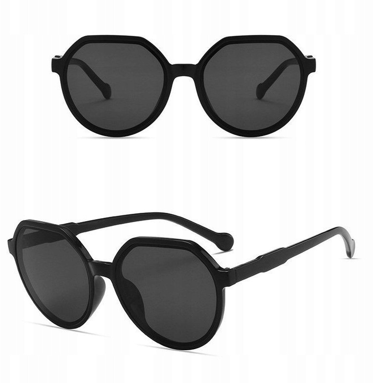 Retro Okulary Przeciwsłoneczne czarne Okrągłe