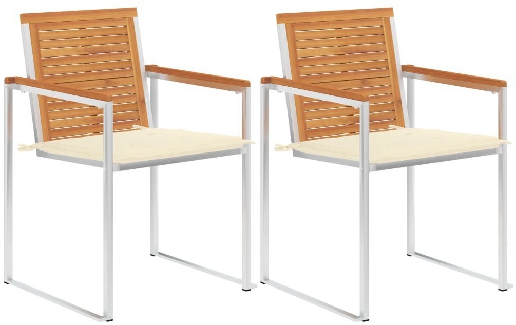 vidaXL Krzesła ogrodowe z poduszkami, 2 szt., drewno akacjowe i stal 3061490