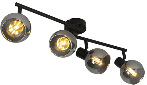 QAZQA Spot art deco czarny przydymione szkło 4-źródła światła - Vidro