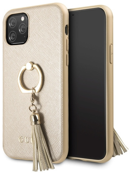 Guess GUHCN58RSSABE iPhone 11 Pro beige/beżowy hard case Saffiano with ring stand