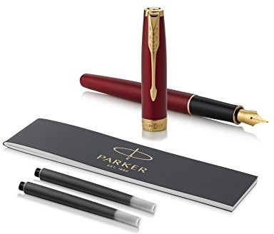 Parker Sonnet Red Lacquer fountain Pen (grubość sprężyn f) z części ozdobnych z pokryciem z złota o atrakcyjnym pudełku na prezent 1931473