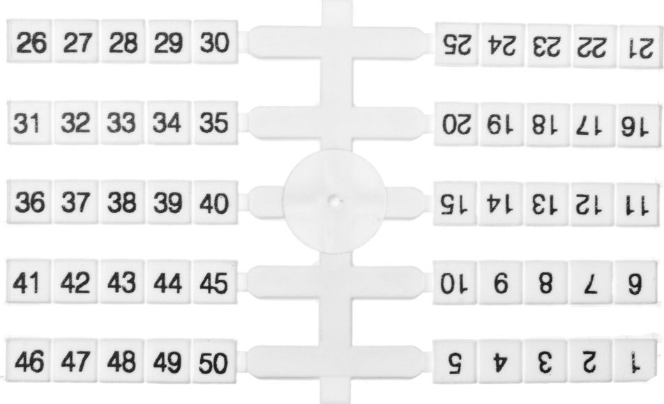 Eti-Polam Oznacznik elastyczny do złączek szynowych EO3 1-50 4x50szt 003901772 003901772