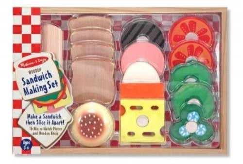 Melissa & Doug Sandwich Making Set: 16 Mix-n-match Pieces and Wooden Knife