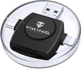 Micro Czytnik Viking Viking OTG čtečka paměťových karet SD a SD 4v1 s koncovkou APPLE Lightning USB USB 3.0 USB-C černá VR4V1B