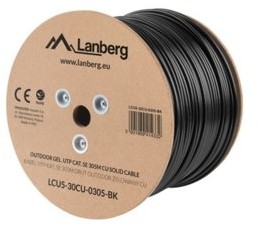 LANBERG Kabel UTP Kat.5E CU 305m drut outdoor żelowany (LCU5-30CU-0305-BK)