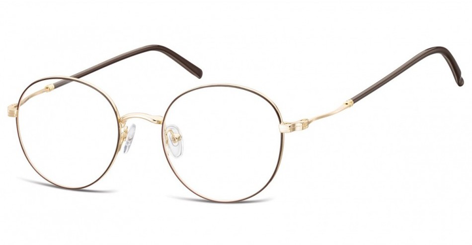 SUNOPTIC Lenonki okrągłe Okulary oprawki optyczne 927E brązowo-złote