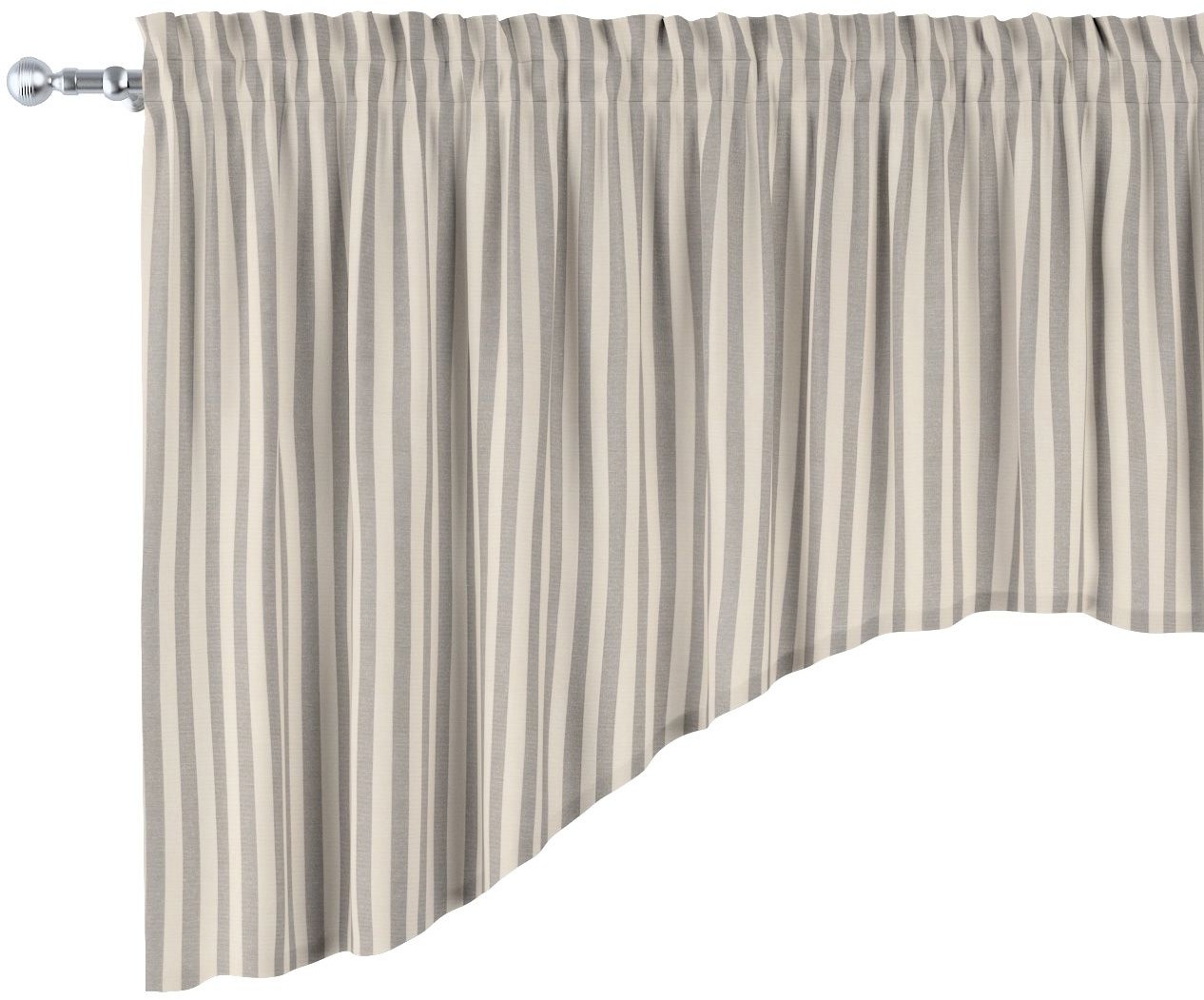 Dekoria Lambrekin łuk szaro białe pasy 1,5cm) 250 × 75+5 cm grzywka Quadro 1376-136-12