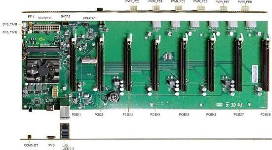 Intel Qoltec Qoltec Profesjonalna płyta główna do koparki kryptowalut | 8x PCI-E | zintegrowany procesor Celeron 3865U 55503 55503