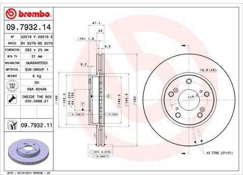 BREMBO Tarcza hamulcowa 09.7932.11