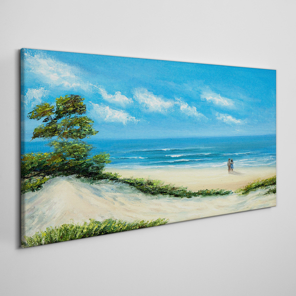 PL Coloray Obraz na Płótnie wybrzeże para plaża morze 100x50cm