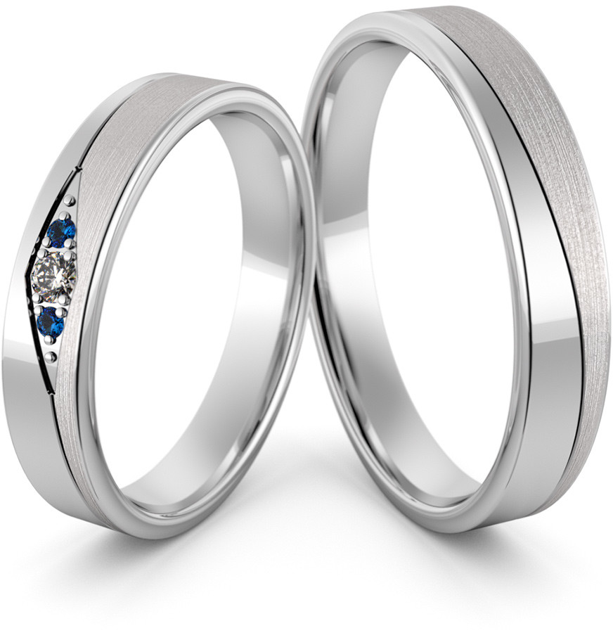 Eminence Obrączki ślubne z białego złota niklowego z szafirami - Au-1067 Au-1067-4