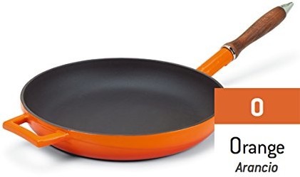 Pentole Agnelli pentole agnelli coghsfp11128o Slow Cook Patelnia wykonana z uchwytem z drewna, 28 cm, pomarańczowy COGHSFP11128O