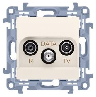 Kontakt Simon Kontakt_Simon Gniazdo antenowe R-TV-DATA (moduł) częstotliwość dla wejścia 5862 MH z. Tłum R-14 dB. TV-10 dB. DATA -3 dB krem CAD.01/41