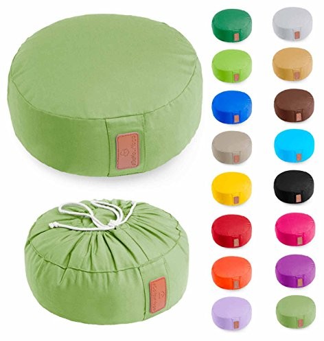 #DoYourYoga Vishnu poduszka do medytacji z zamknięciem na sznurek i z wypełnieniem łuskami orkiszu z uprawy ekologicznej - wysokość ok.  15 cm / średnica ok.  30 cm - idealnie nadaje się jako poduszka zafu/podusz 4251162440449