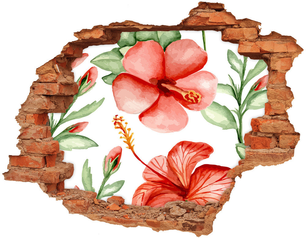 Wallmuralia.pl Naklejka 3D dziura na ścianę Tropikalne kwiaty