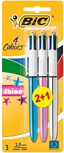 BIC 4 Colour Shine długopis, -częściowy Pack Plus 1 sztuki gratis, sortowane kolorystycznie 902127