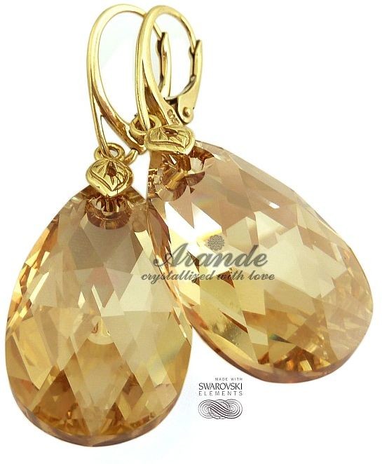 Swarovski kolczyki GOLDEN ZŁOTE SREBRO