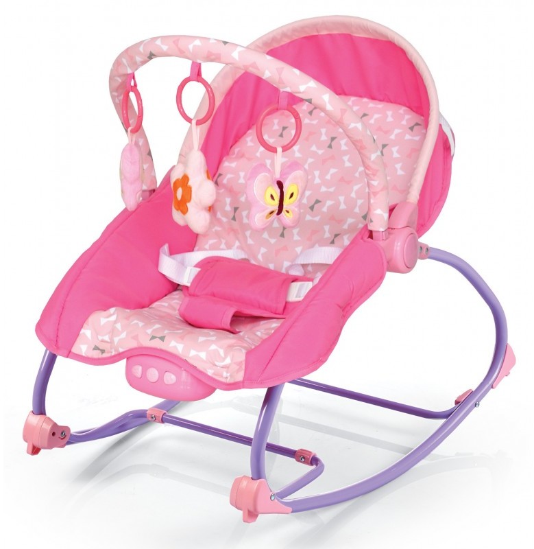 Baby Mix Leżaczek niemowlęcy z muzyką i wibracją BR212-18 RÓŻOWY 43269