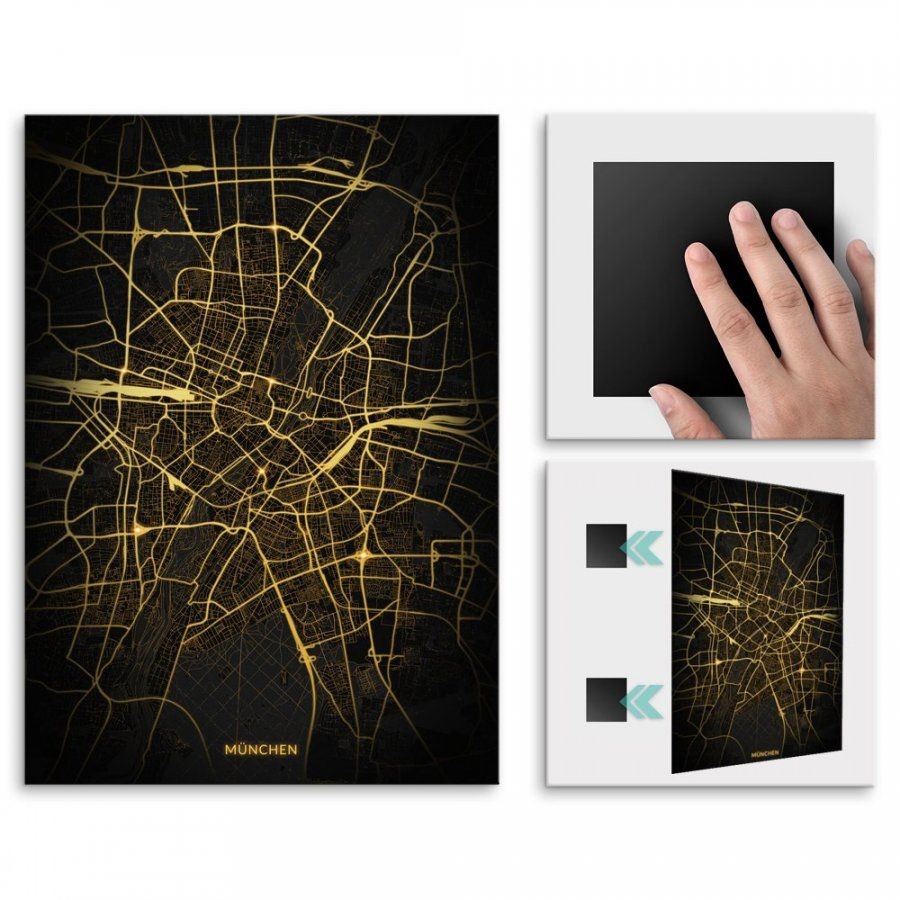 Pix4home Plakat metalowy Mapa Night Lights München L POS-L-03242